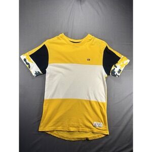 Vintage Southpole T-Shirt Men's L Y2K Black Yellow Camo Colorblock Drop Tail